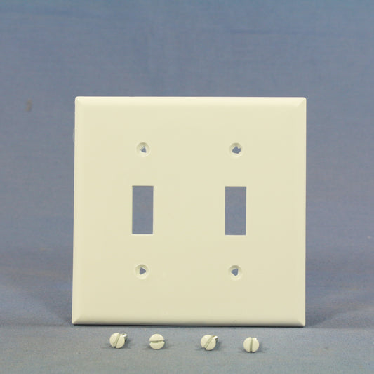 Cooper BP5169W White 2-Gang Toggle Switch Unbreakable Standard Wallplates 2pcs