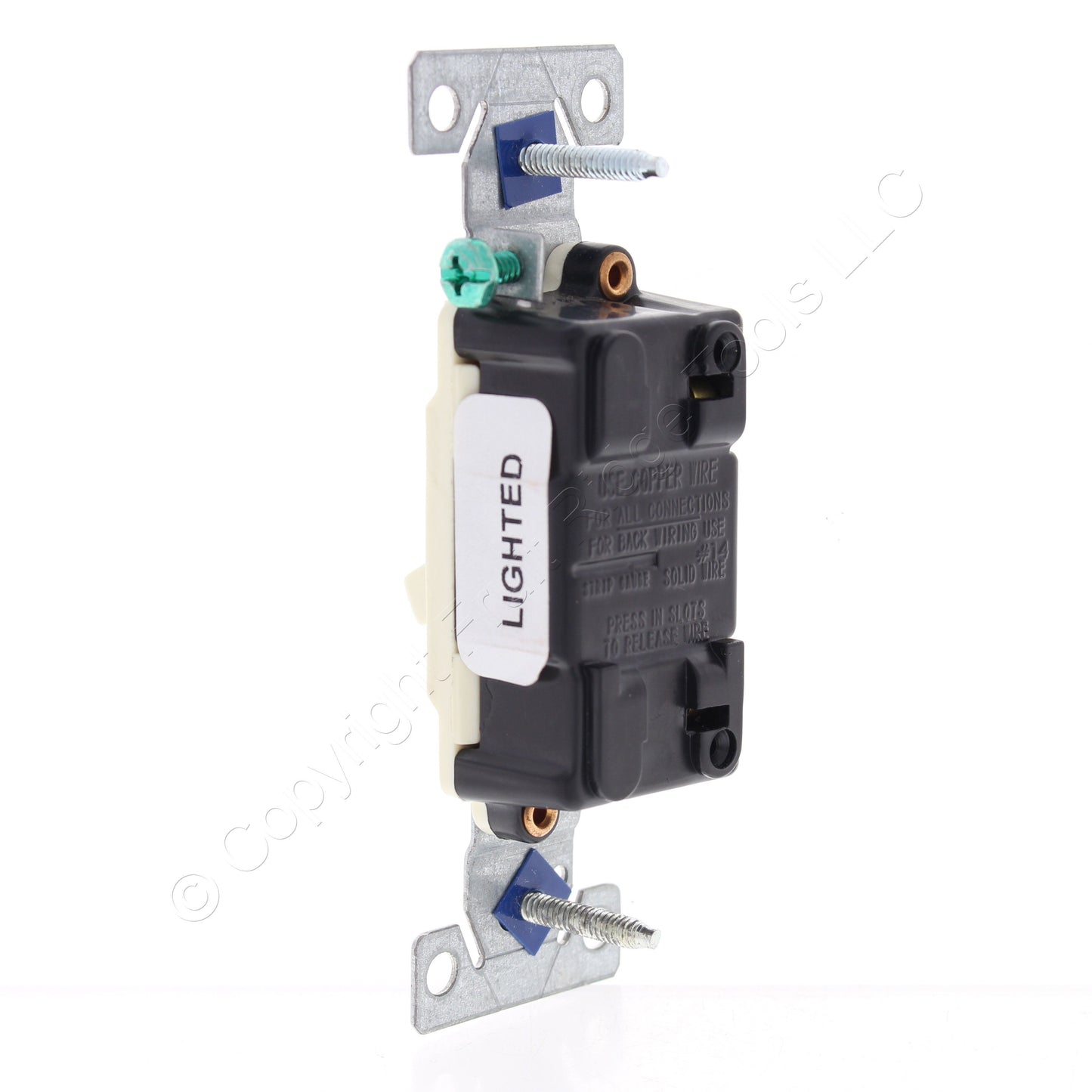 8 Cooper Almond Illuminated Toggle Wall Light Switches 15A 120V C1301-7LTA