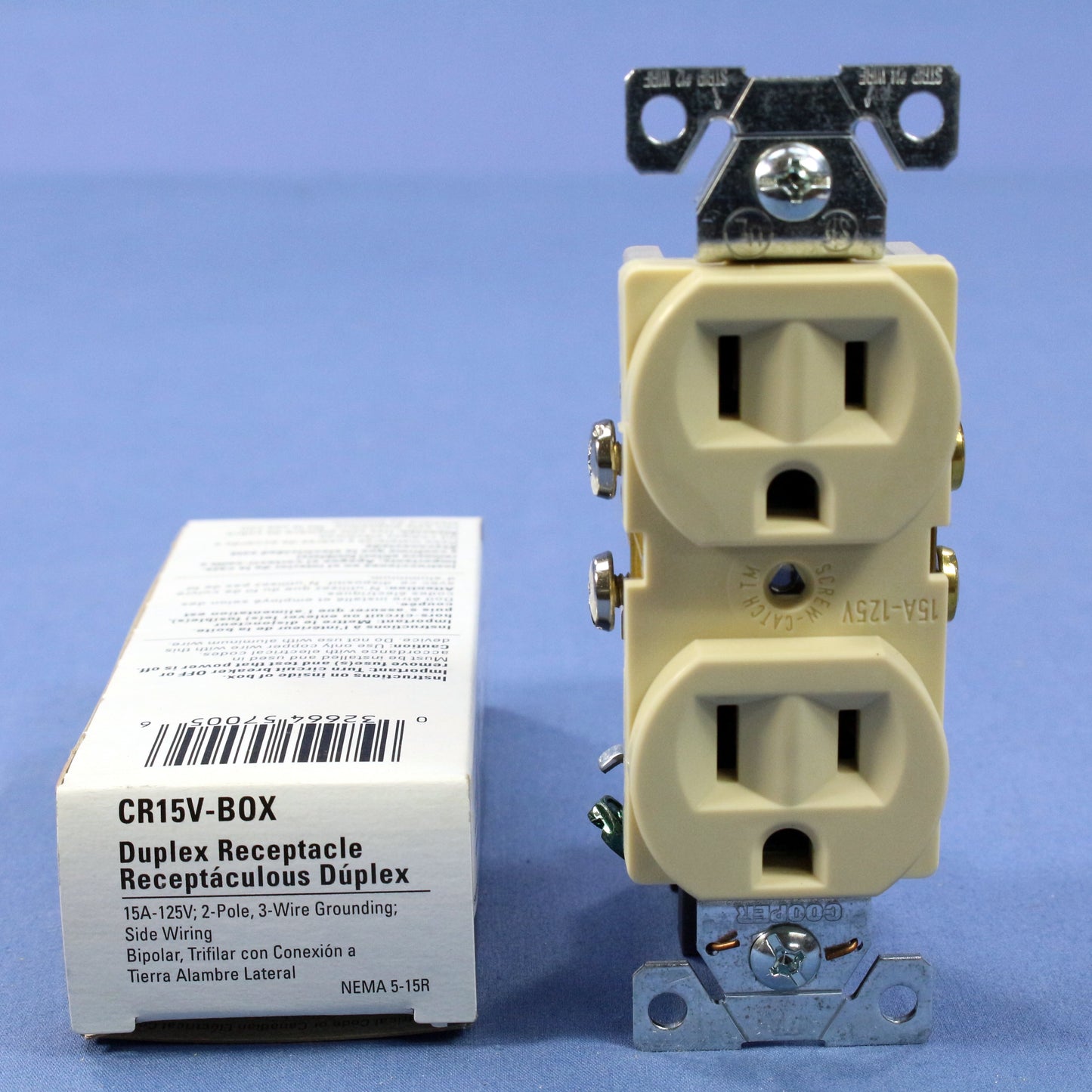 Cooper Ivory Commercial Grade Outlet Receptacle Nema 5-15R 15A 125V CR15V