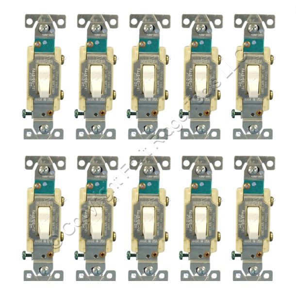 Cooper CS115W White Commercial Single Pole Toggle Light Switches 15A Bulk 10pcs
