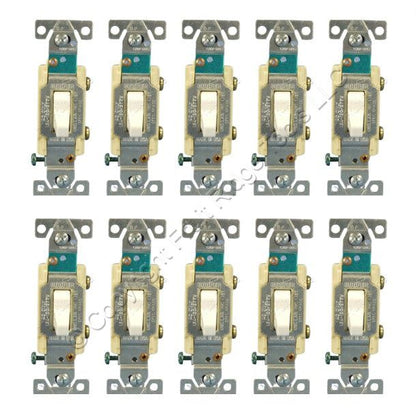 Cooper CS115W White Commercial Single Pole Toggle Light Switches 15A Bulk 10pcs