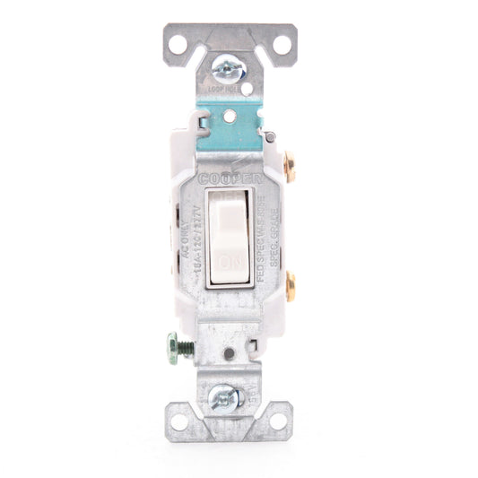 Cooper CS115W White 15A Commercial Single Pole Toggle Wall Light Switch Bulk
