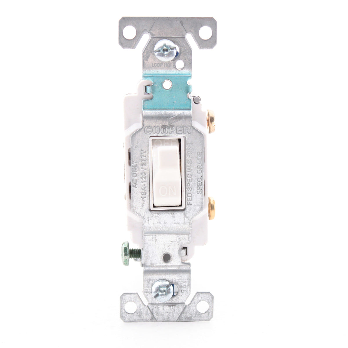 Cooper CS115W White 15A Commercial Single Pole Toggle Wall Light Switch Bulk