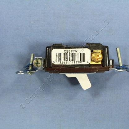 Cooper Wiring White Commercial Toggle Wall Light Switch 3-Way 15A Bulk CS315W