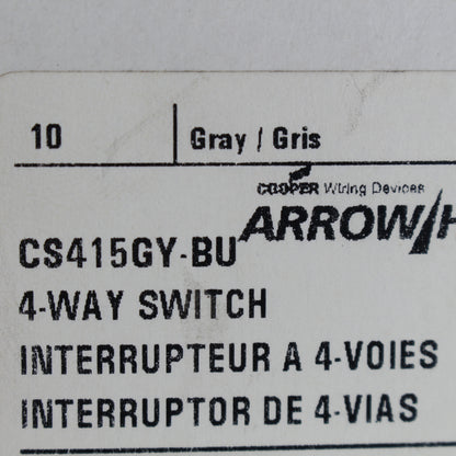 Cooper CS415GY Gray Commercial Toggle Wall Light Switch 4-Way 15A 120/277V 10pcs