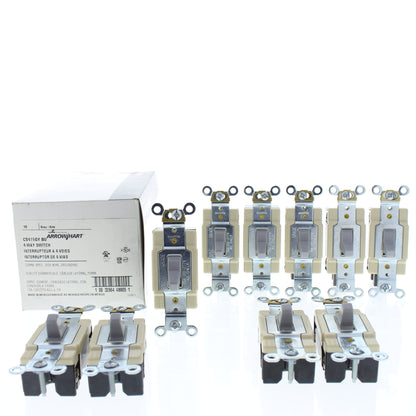 Cooper CS415GY Gray Commercial Toggle Wall Light Switch 4-Way 15A 120/277V 10pcs