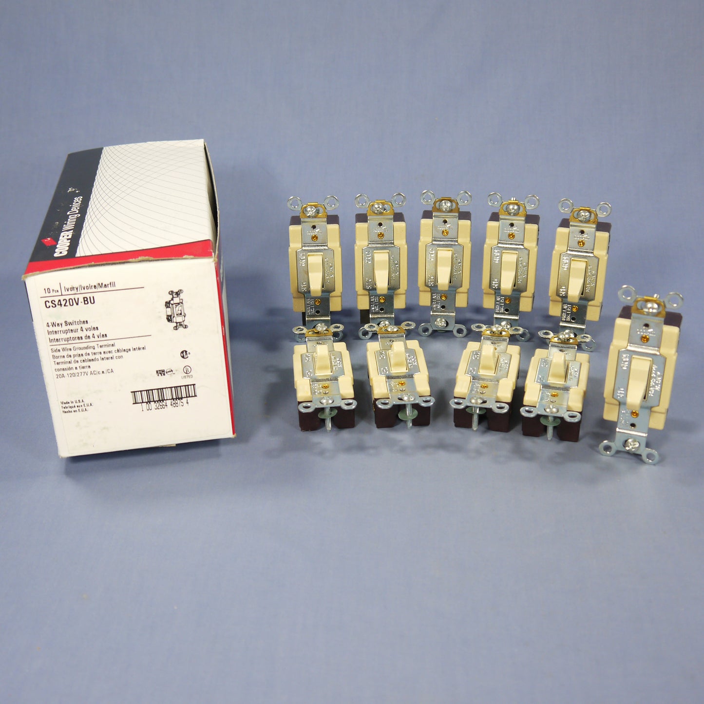 Cooper CS420V Ivory Commercial Grade Toggle Wall Light Switches 4-Way 20A 10pcs