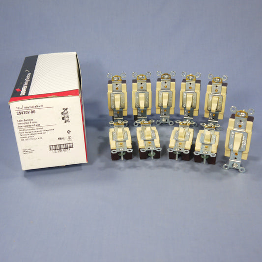 Cooper CS420V Ivory Commercial Grade Toggle Wall Light Switches 4-Way 20A 10pcs