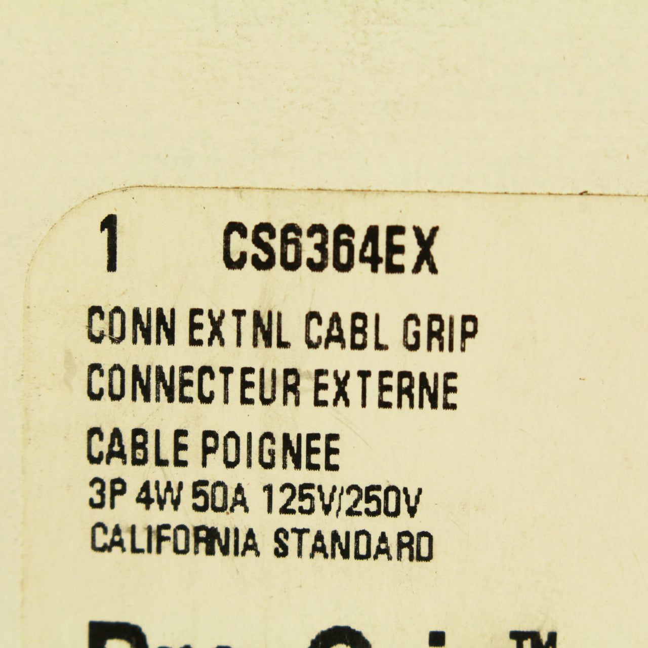 Cooper Pro-Grip California Locking Plug Connector Non-NEMA 50A 125/250V CS6364EX