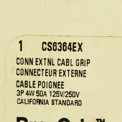 Cooper Pro-Grip California Locking Plug Connector Non-NEMA 50A 125/250V CS6364EX