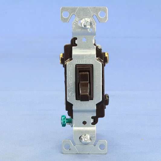 Cooper CSB315STB Brown 3-Way Commercial Small Toggle Light Switch 15A 120/277V
