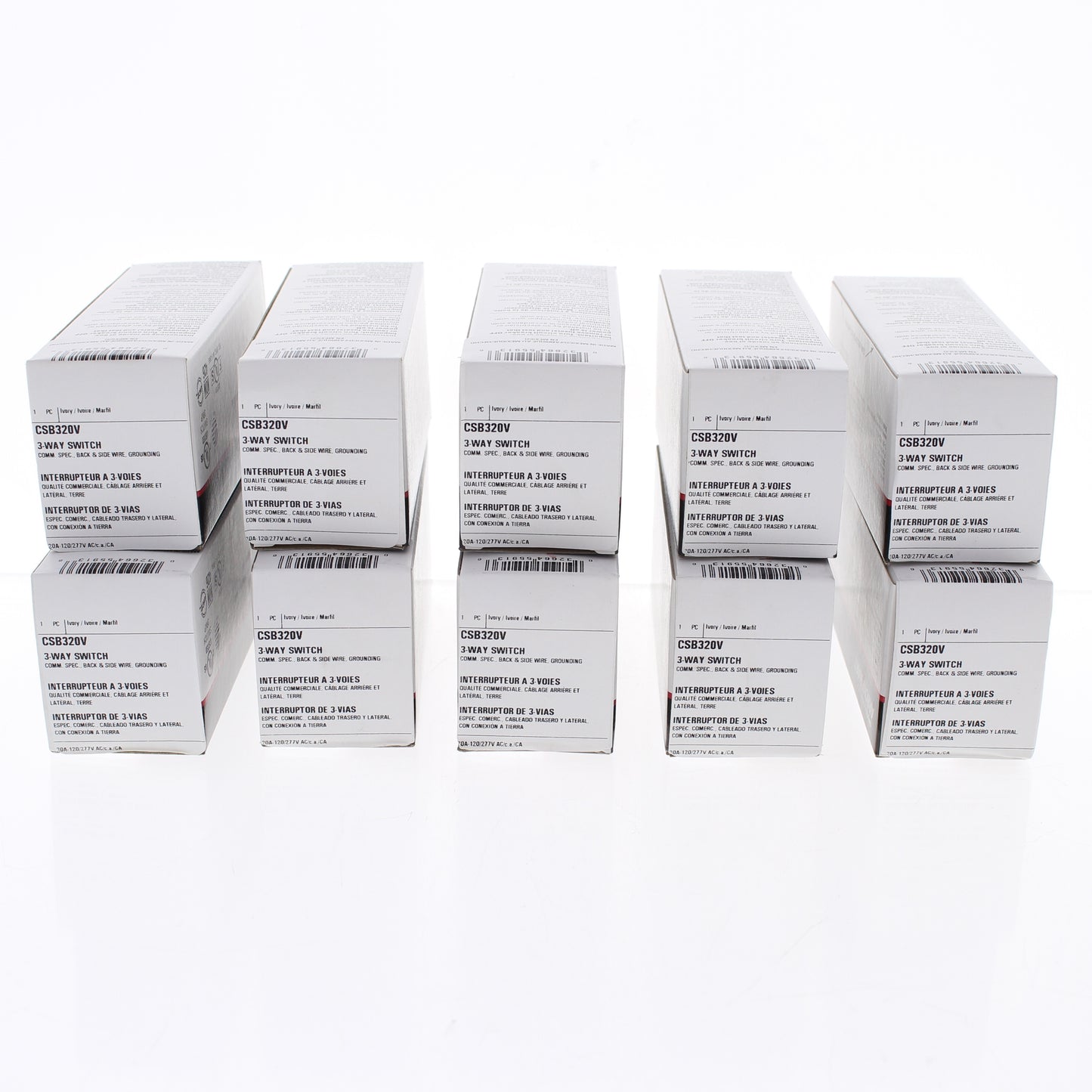 Cooper CSB320V Ivory 3-Way Commercial Grade Toggle Wall Light Switches 20A 10pcs