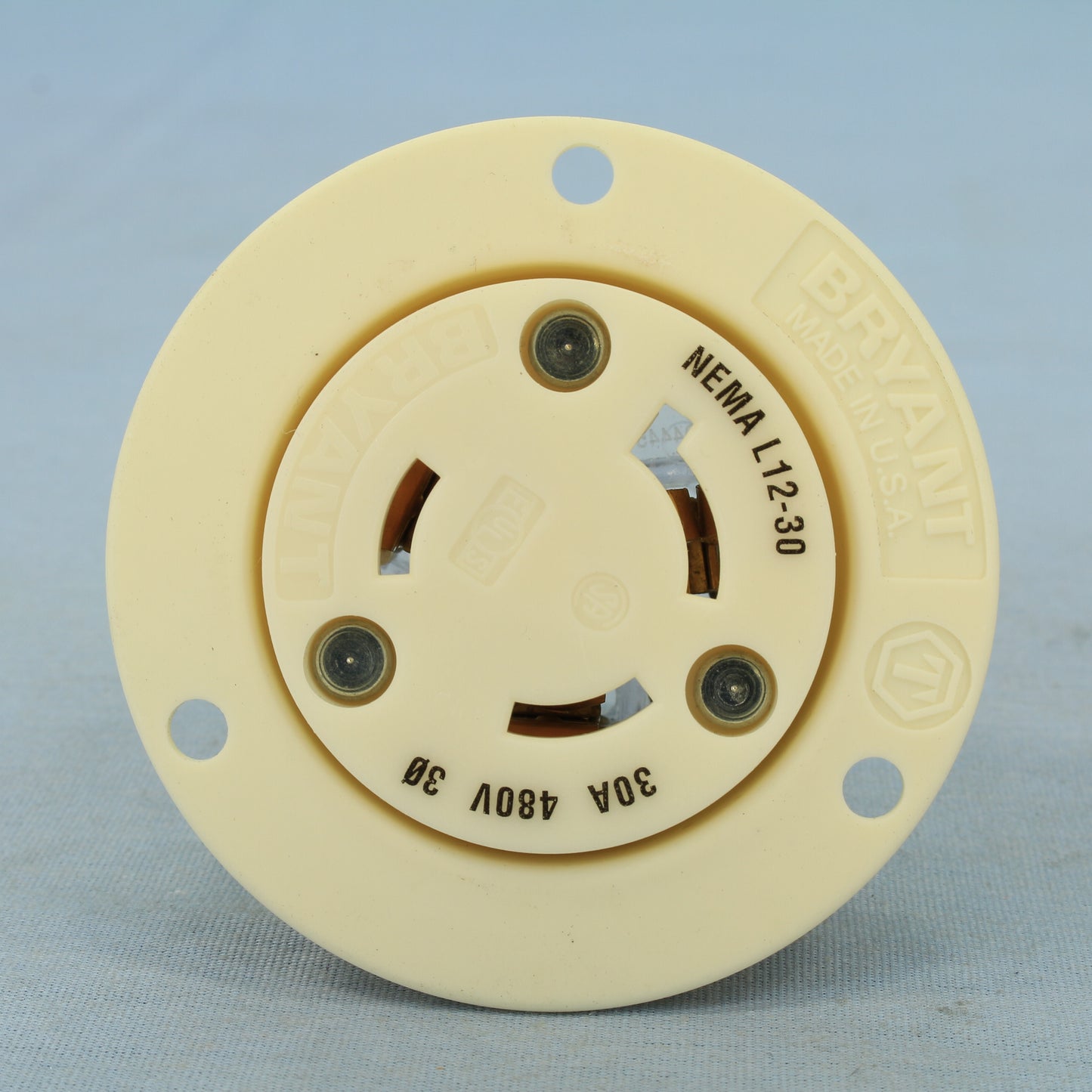 Cooper White Industrial Locking Flanged Outlet L12-30R 30A 480V 3� CWL1230FO