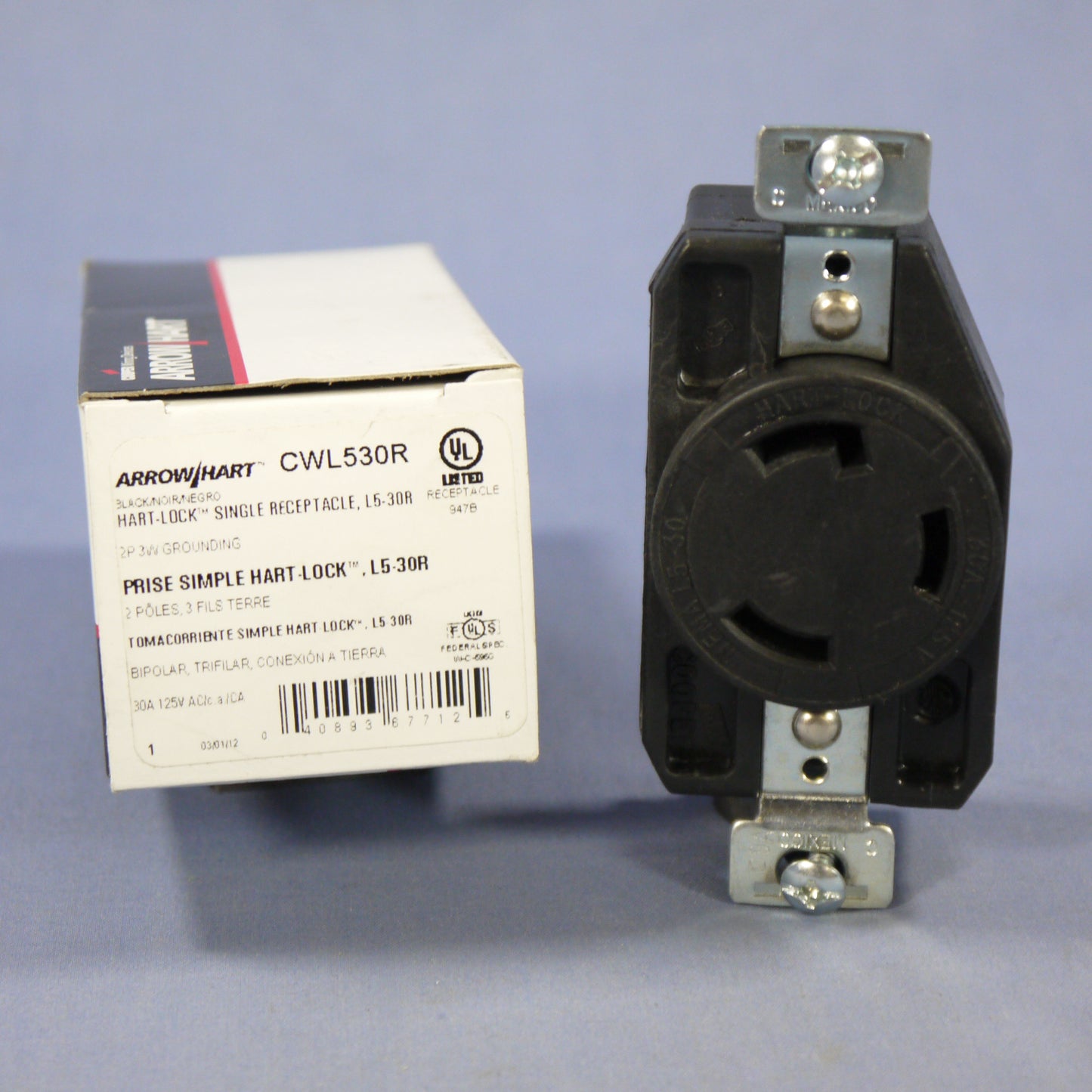 Cooper CWL530R Black Twist Turn Locking Receptacle Outlet NEMA L5-30R 30A 125V