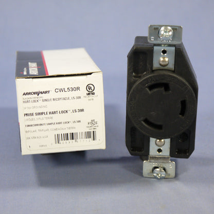 Cooper CWL530R Black Twist Turn Locking Receptacle Outlet NEMA L5-30R 30A 125V
