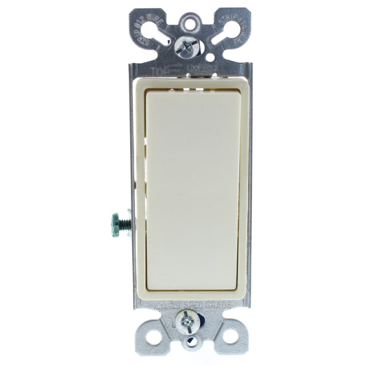 Cooper 6501LA Lt Almond Single Pole Decorator Rocker Light Switch 15A 120/277V