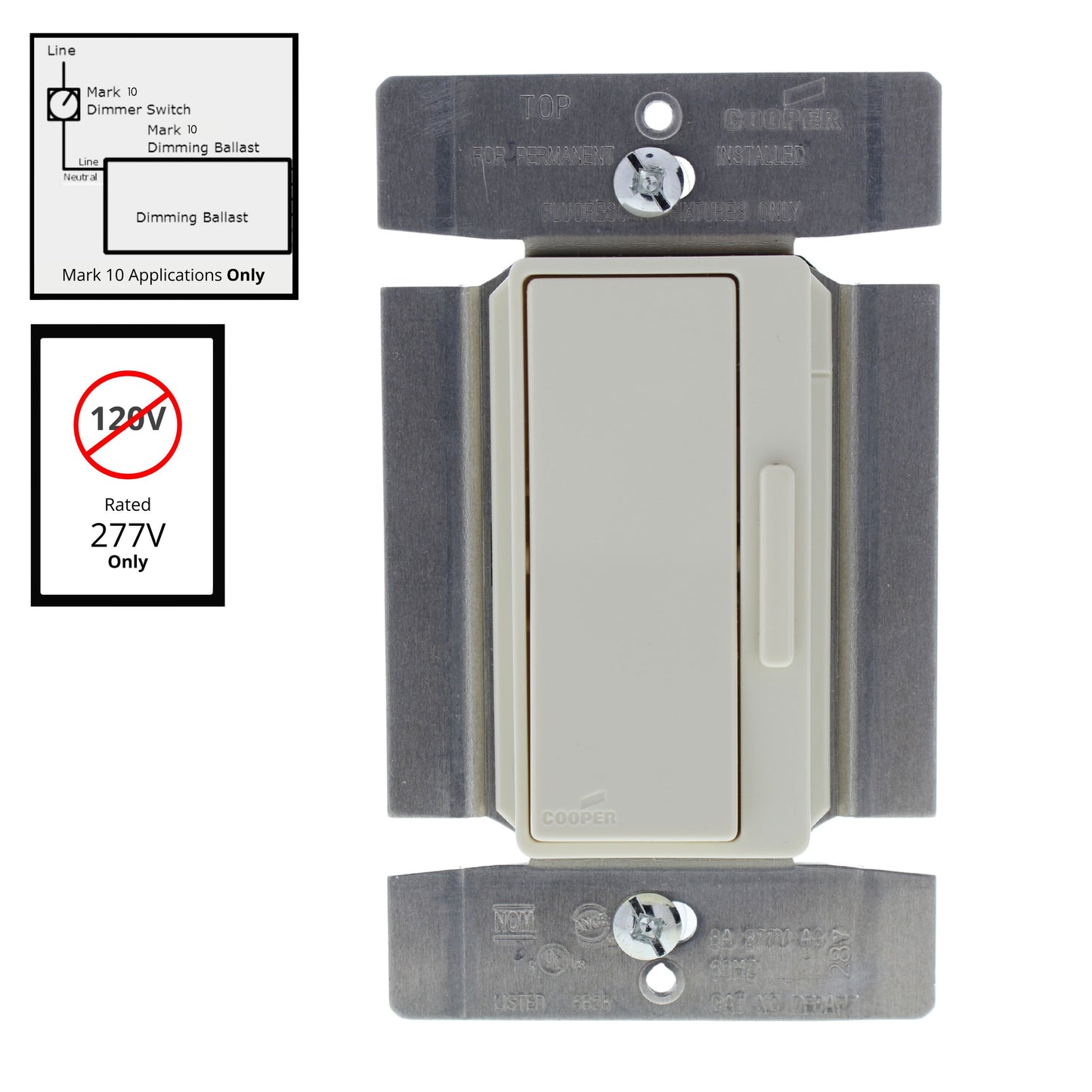 Cooper DF8AP7-A Almond 1-Pole/3-Way Preset Decorator Fluorescent Dimmer 8A 277V