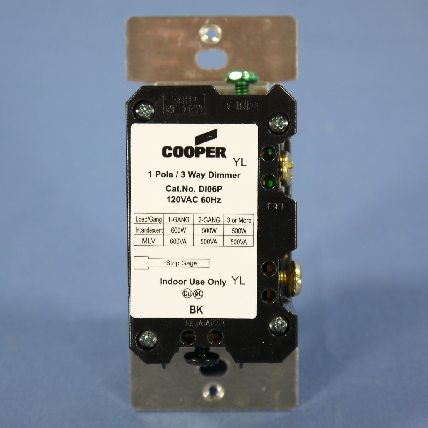 Cooper Ivory Single-Pole & Multi-Way Decorator Slide Dimmer 600W 120V DI06P-V-K