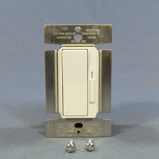 Cooper DI10P-W White Single-Pole & Multi-Way Decorator Slide Dimmer 1000W 120V