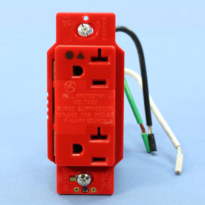 Cooper IG1310RD Red Hospital Iso Ground Surge TVSS 20A Suppressor Receptacle