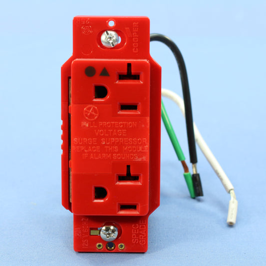 Cooper IG1310RD Red Hospital Iso Ground Surge TVSS 20A Suppressor Receptacle