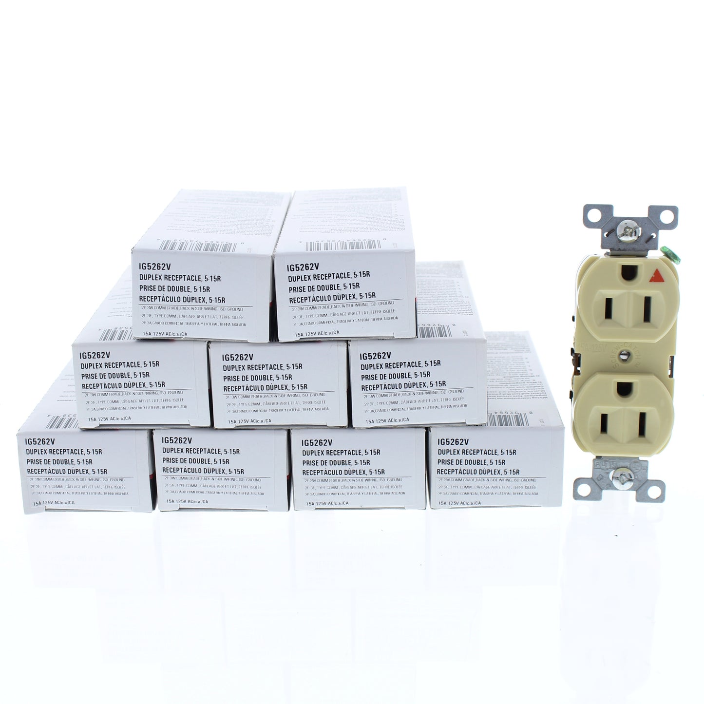 10 Cooper Ivory Duplex Isolated Ground Receptacles 5-15R 15A 125V 2P3W IG5262V