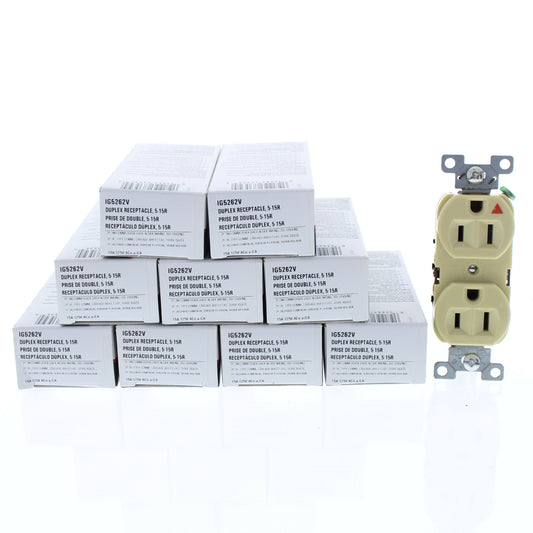 10 Cooper Ivory Duplex Isolated Ground Receptacles 5-15R 15A 125V 2P3W IG5262V