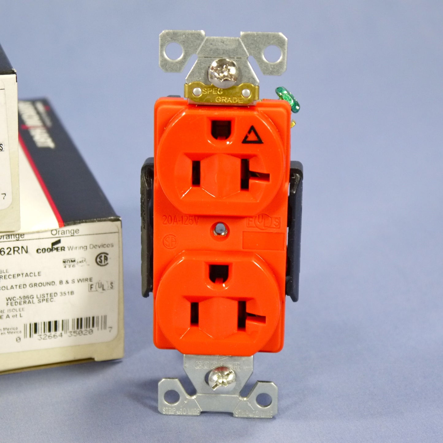 Cooper IG5362RN Orange Isolated Ground Receptacle Duplex Outlets 5-20R 20A 125V