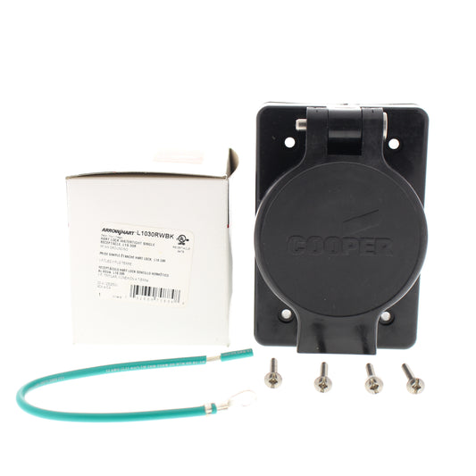 Cooper L1030RWBK Watertight 30A Locking Receptacle Outlet L10-30R 125/250V 3P3W