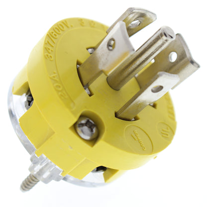 Cooper Yellow Watertight Locking Plug Nema L23-20R 20A 347/600V 3PH 4P5W L2320PW