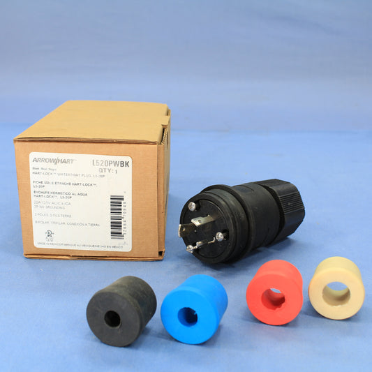 Cooper Black Watertight Locking Plug Nema L5-20P 20A 125V 2-Pole 3-Wire L520PWBK