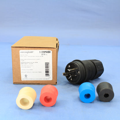 Cooper Black Watertight Locking Plug Nema L6-20P Grounding 20A 250V 2P3W L620PW