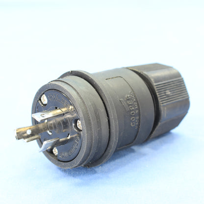 Cooper Black Watertight Locking Plug Nema L6-20P Grounding 20A 250V 2P3W L620PW