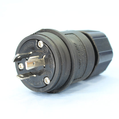 Cooper Black Watertight Locking Plug NEMA L7-20P 20A 277V 2-Pole 3-Wire L720PWBK