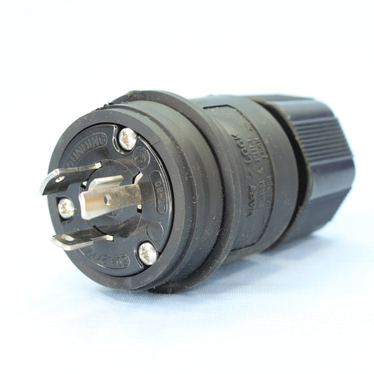 Cooper Black Watertight Locking Plug NEMA L7-20P 20A 277V 2-Pole 3-Wire L720PWBK