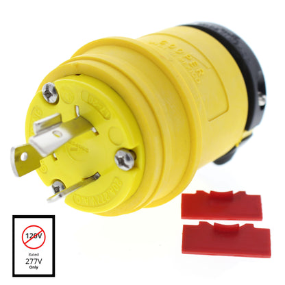 Cooper Yellow Grounding Back Wire Locking Plug Nema L7-20P 20A 277V 2P3W L720PY
