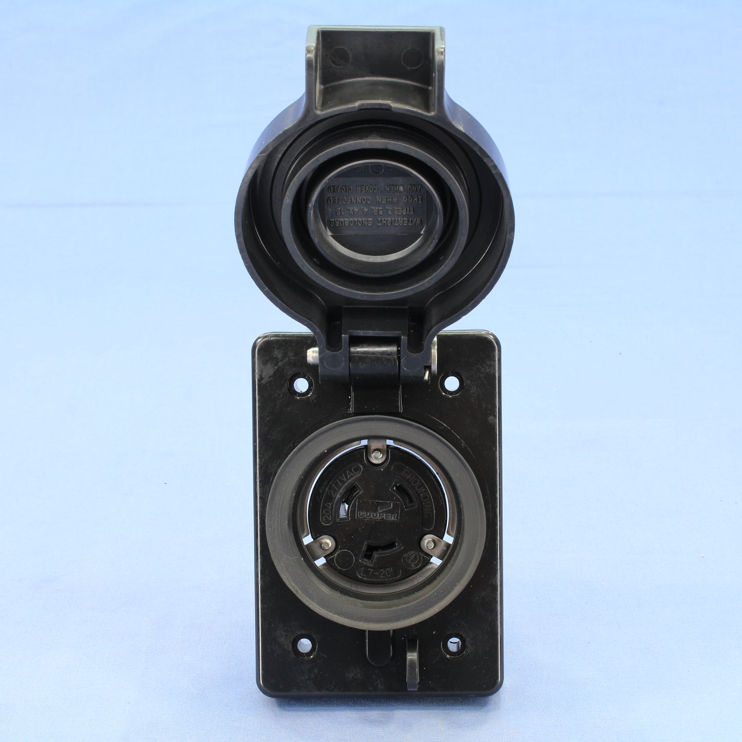 Cooper Black Watertight Single Receptacle Nema L7-20R 20A 277V 2P3W L720RWBK