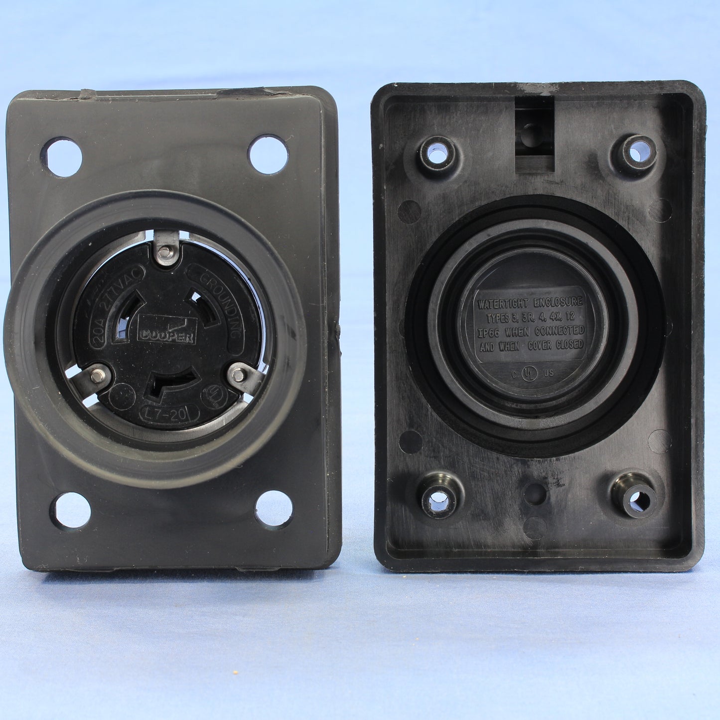 Cooper Black Watertight Single Receptacle Nema L7-20R 20A 277V 2P3W L720RWBK