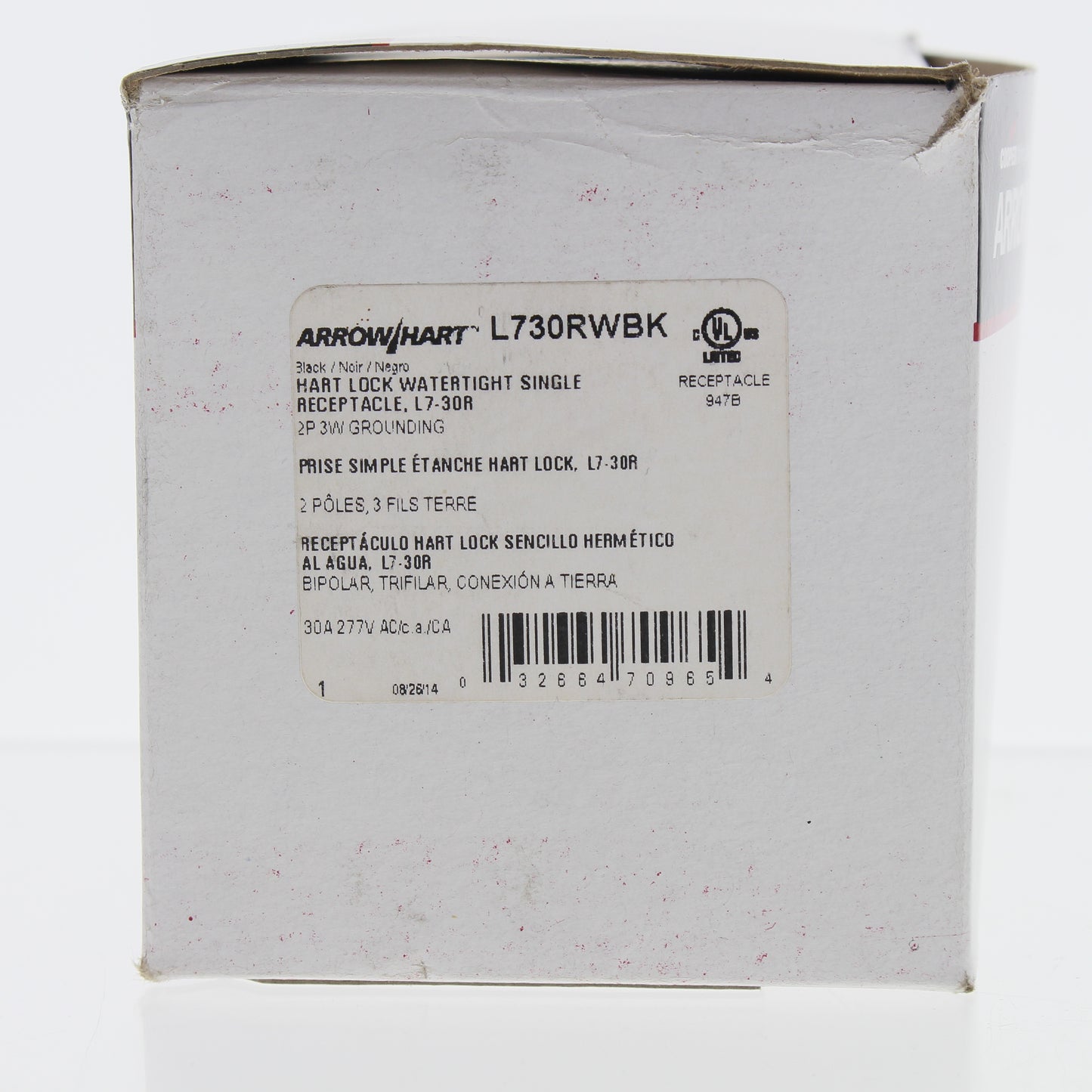 Cooper L730RWBK Black Watertight Locking 30A Receptacle NEMA L7-30R 277V 2P3W