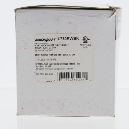 Cooper L730RWBK Black Watertight Locking 30A Receptacle NEMA L7-30R 277V 2P3W
