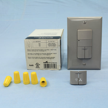 Cooper OSP10D-GY Gray PIR Dual Relay Occupancy Sensor Single Pole 3-Way 120/277V