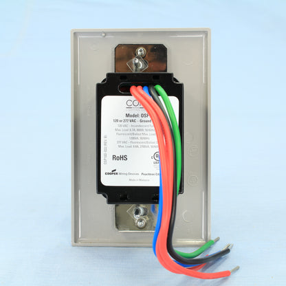Cooper OSP10D-GY Gray PIR Dual Relay Occupancy Sensor Single Pole 3-Way 120/277V