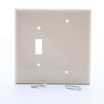 Cooper PJ113V Ivory 2-Gang Blank Toggle Switch Mid-Size Unbreakable Wallplate