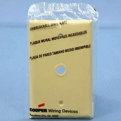 Cooper PJ11V Ivory 1-Gang Phone .406" Unbreakable Mid-Size Wallplate Box Mount