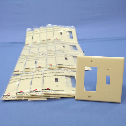 Cooper PJ126V Ivory 2-Gang Toggle Switch Decorator Mid-Size Nylon Covers 20pcs