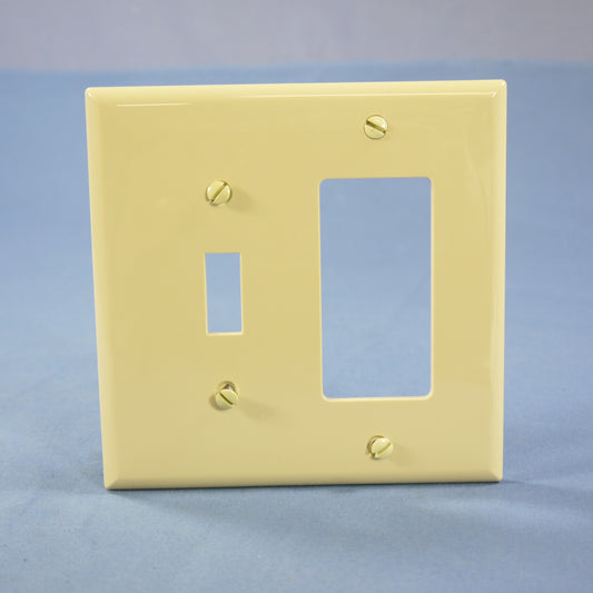 Cooper PJ126V Ivory 2-Gang Mid-Size Toggle Decorator GFCI Outlet Nylon Wallplate