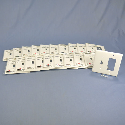 Cooper PJ126W White 2-Gang Mid-Size Toggle Decorator Outlet Nylon Wallplate 20pc