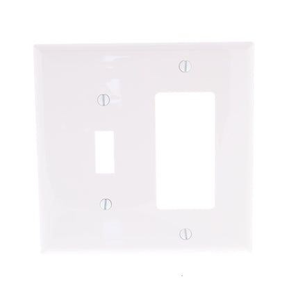 Cooper PJ126W White 2-Gang White Toggle Switch GFCI Outlet Mid-Size Nylon Cover