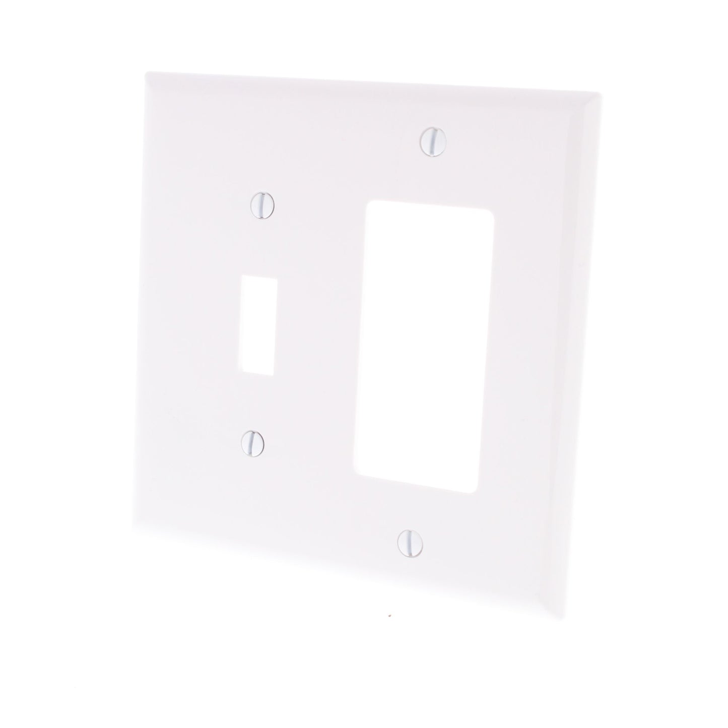 Cooper PJ126W White 2-Gang White Toggle Switch GFCI Outlet Mid-Size Nylon Cover