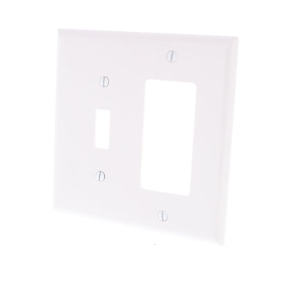 Cooper PJ126W White 2-Gang White Toggle Switch GFCI Outlet Mid-Size Nylon Cover